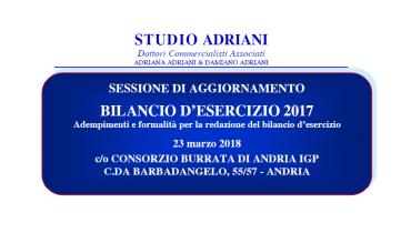 SESSIONE DI AGGIORNAMENTO  BILANCIO D'ESERCIZIO 2017