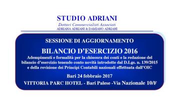 SESSIONE DI AGGIORNAMENTO BILANCIO D’ESERCIZIO 2016